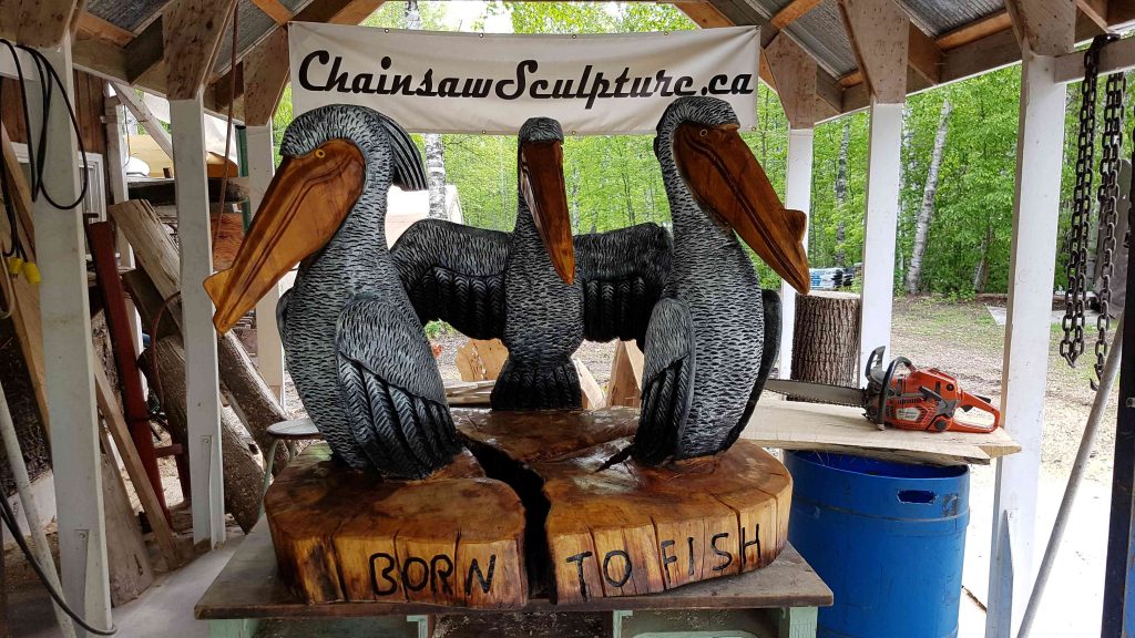 Chainsaw carved Pelican