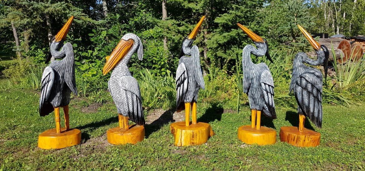 Chainsaw carved heron